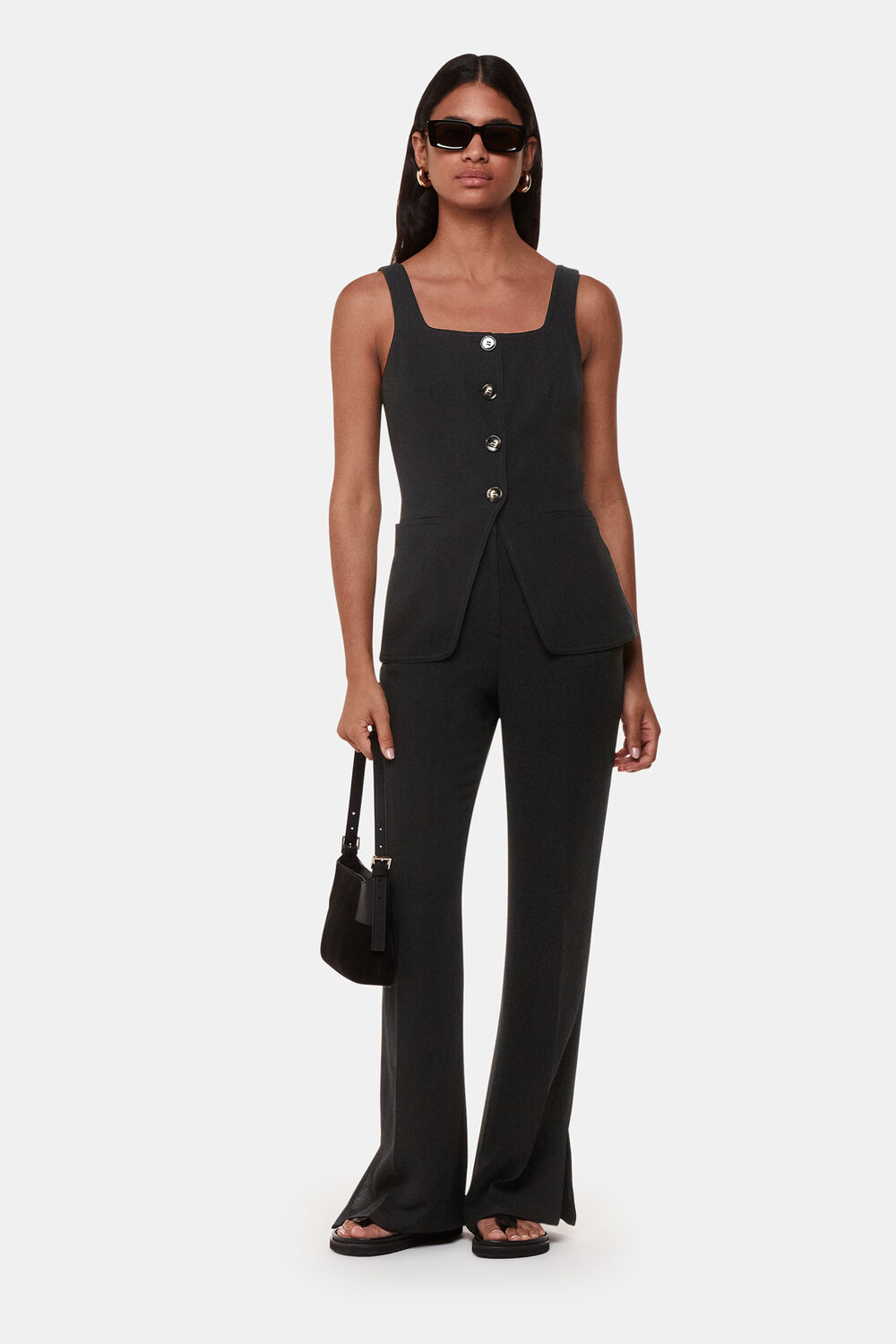Black Sofia Crepe Waistcoat