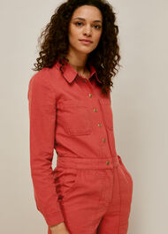 Gabby Denim Jumpsuit Dark Pink