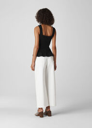 Rouched Square Neck Top Black