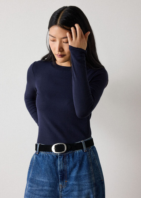 Navy Essential Ribbed Crew