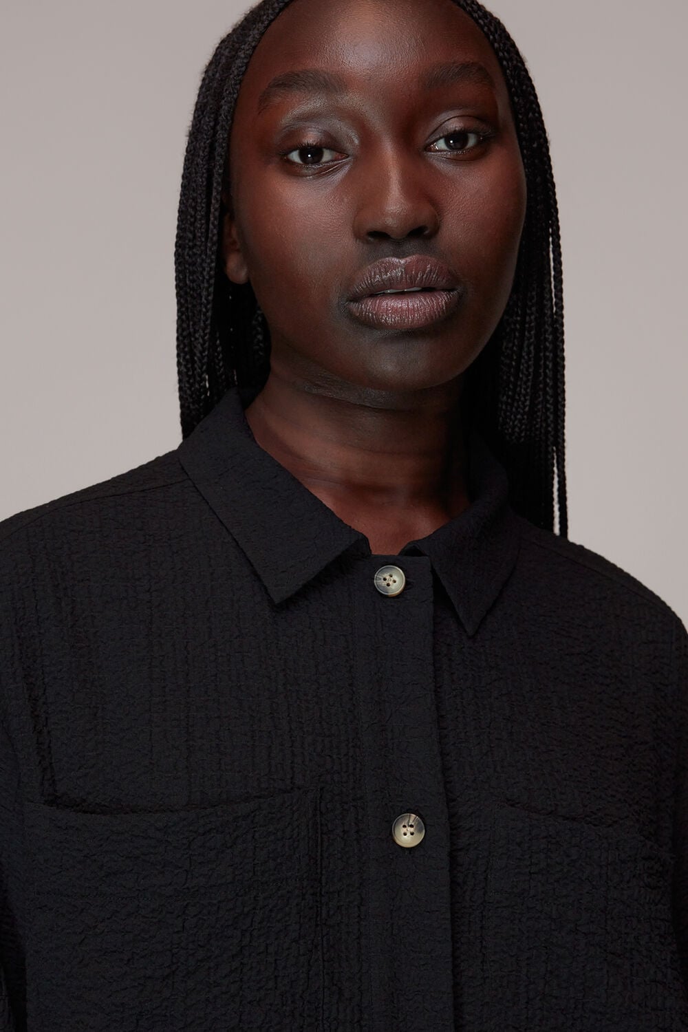 Black Lola Crinkle Overshirt