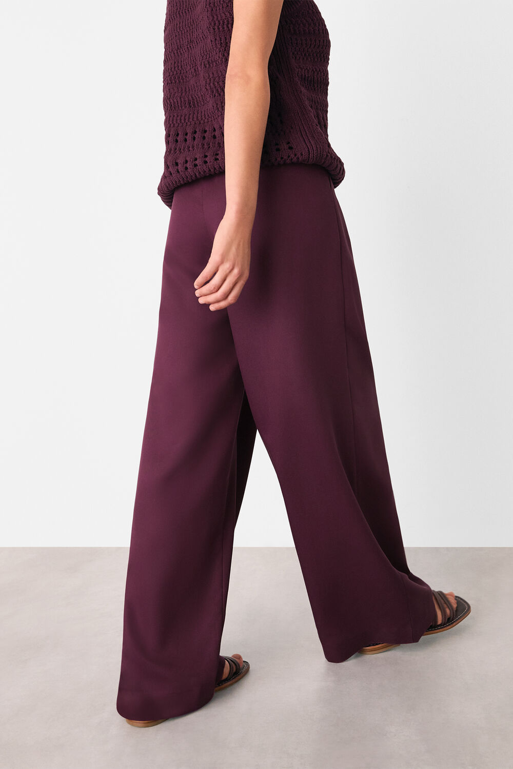 Plum Pleat Front Relaxed Trouser