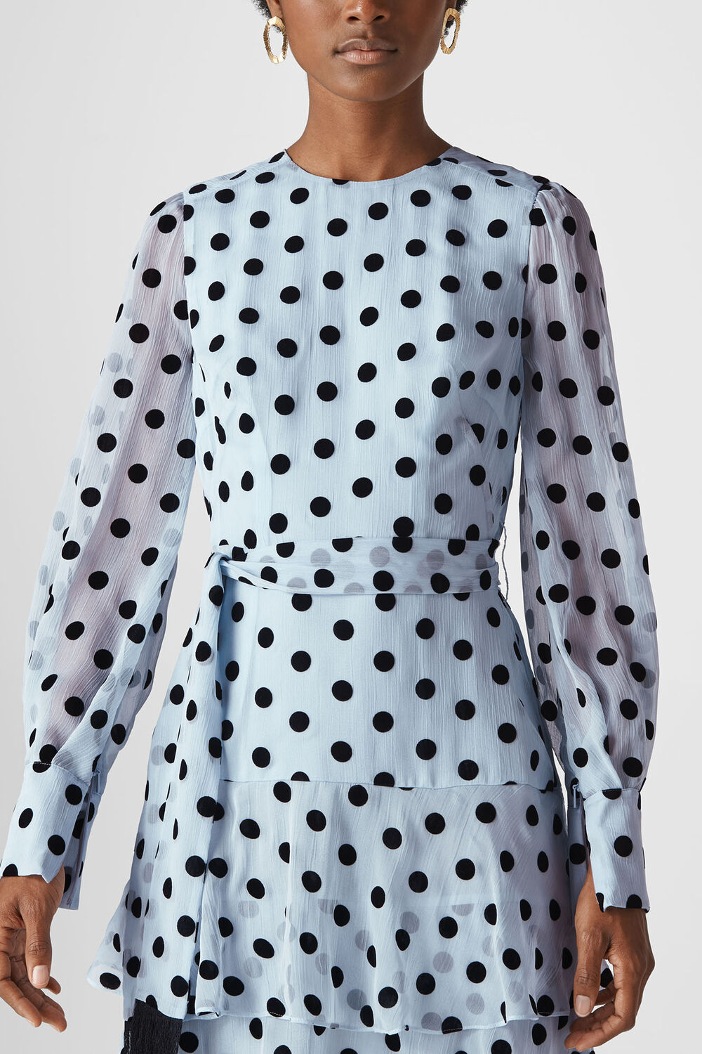 Alanza Spot Tiered Dress Grey/Multi