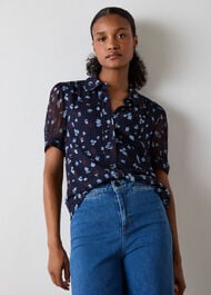 Floral Viscose Pintuck Top