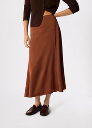 Panel Waist Satin Midi Skirt