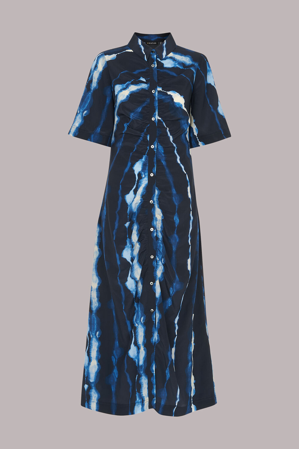 Shibori Print Silk Midi Dress