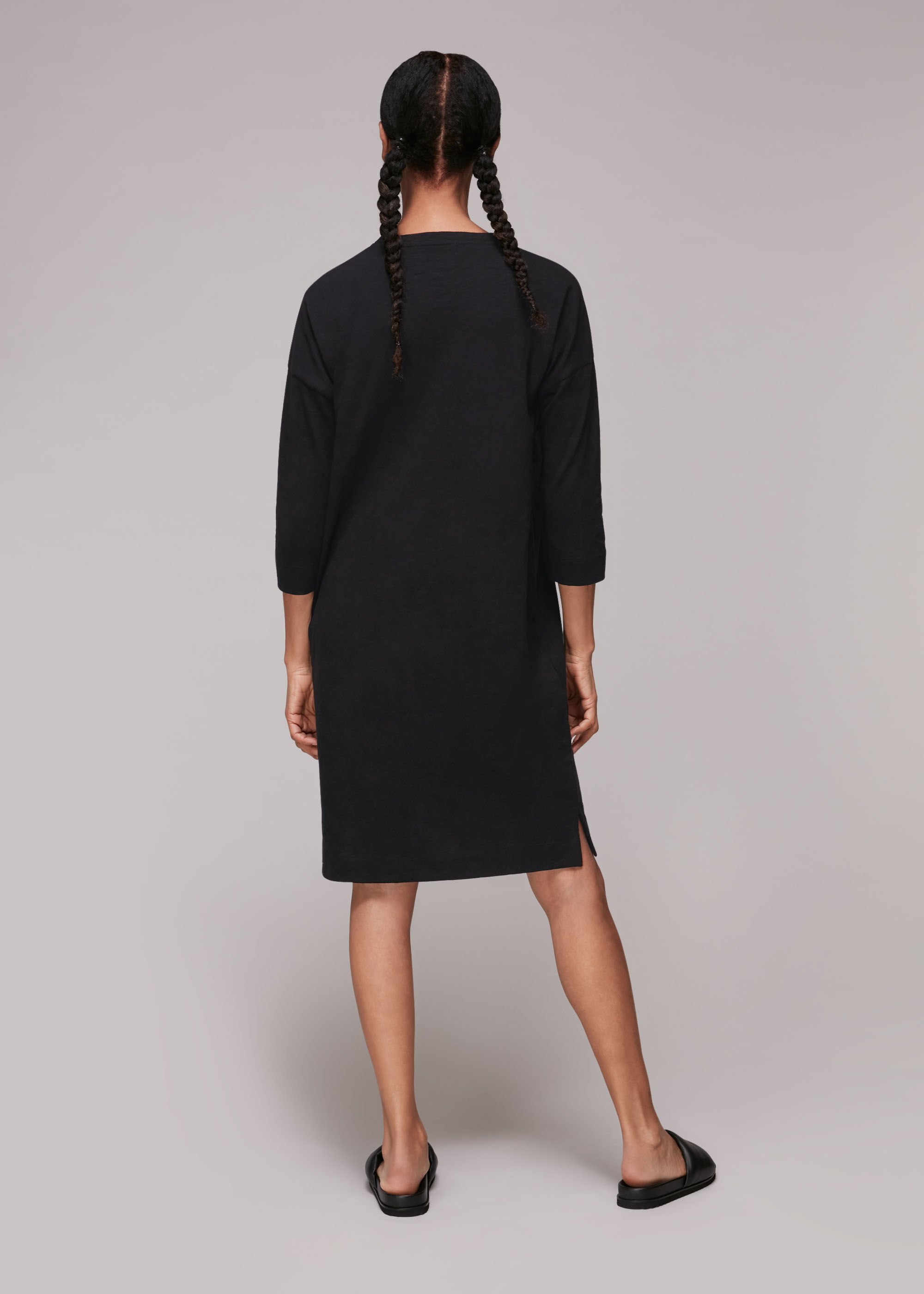 Black cotton dress with pockets new arrivals