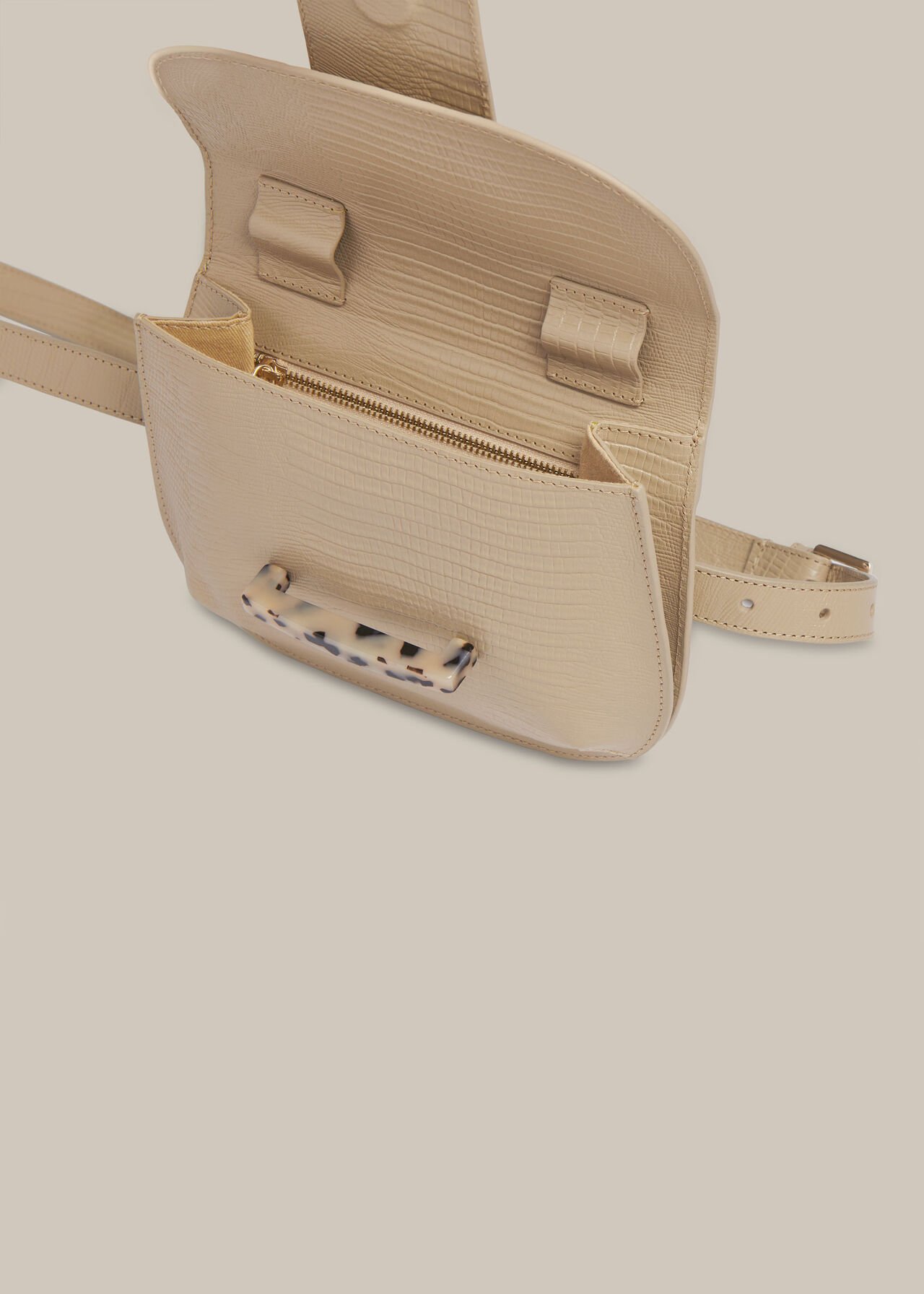 Mari Lizard Belt Bag Taupe