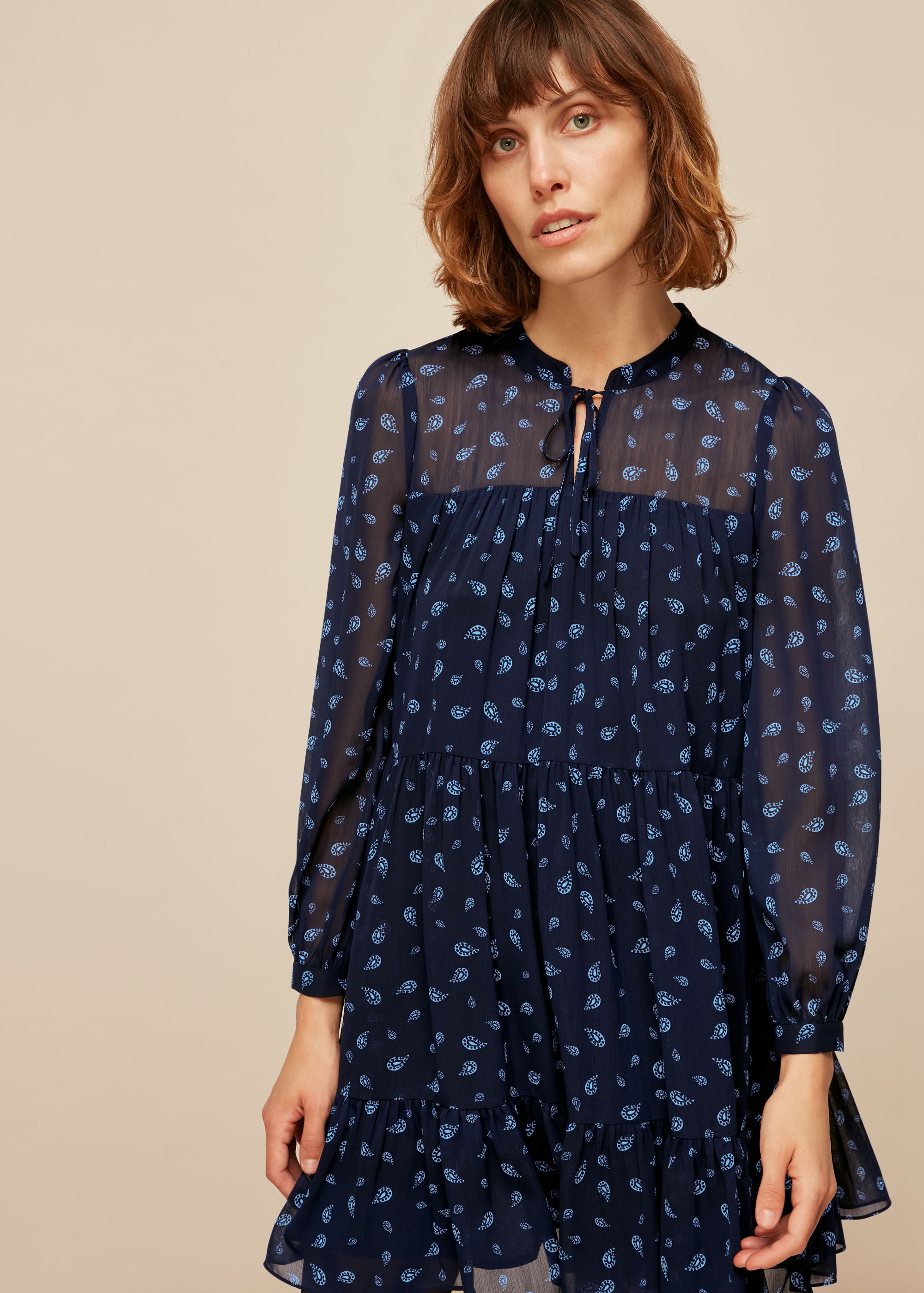 Blue paisley top print dress