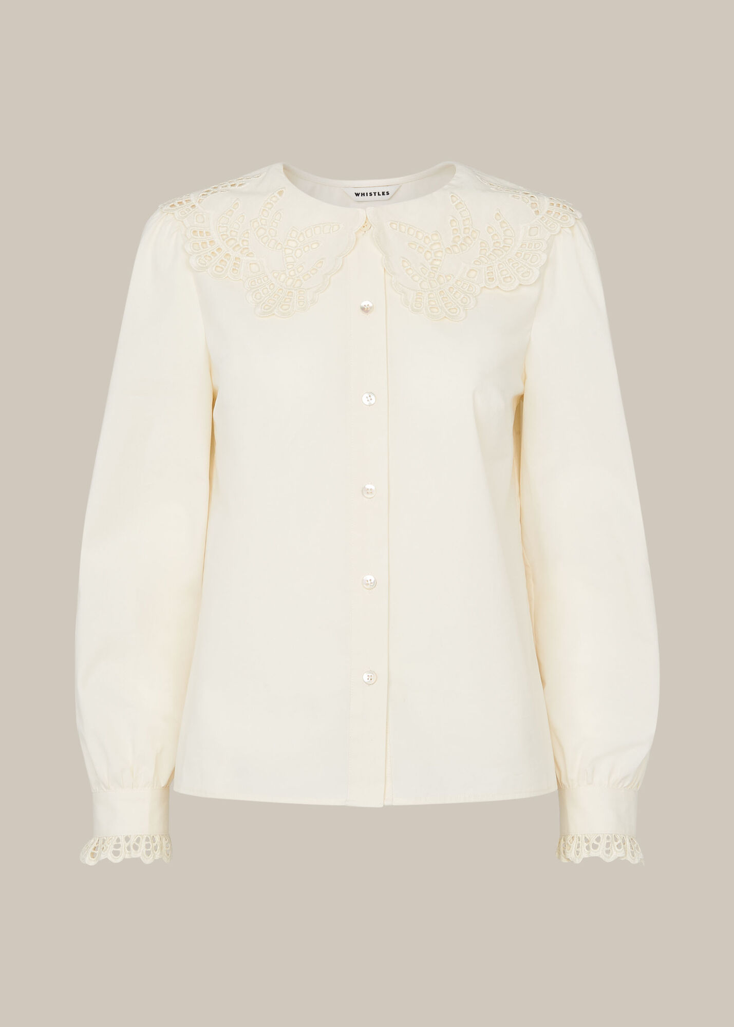 Ivory Lace Collared Cotton Blouse | WHISTLES