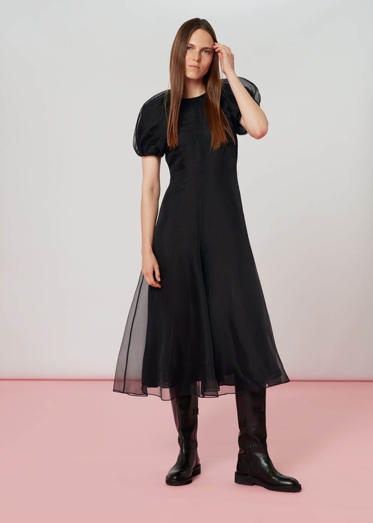 Organza puff sleeve dress shop