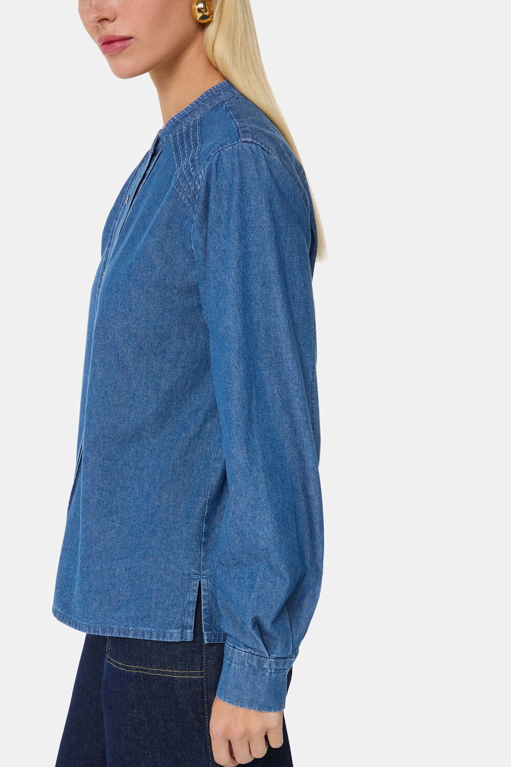 Pintuck Detail Denim Shirt