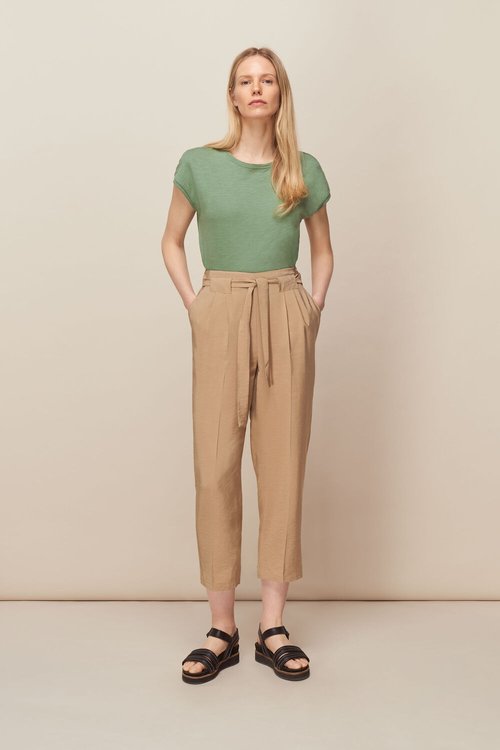 Belted Casual Crop Trouser