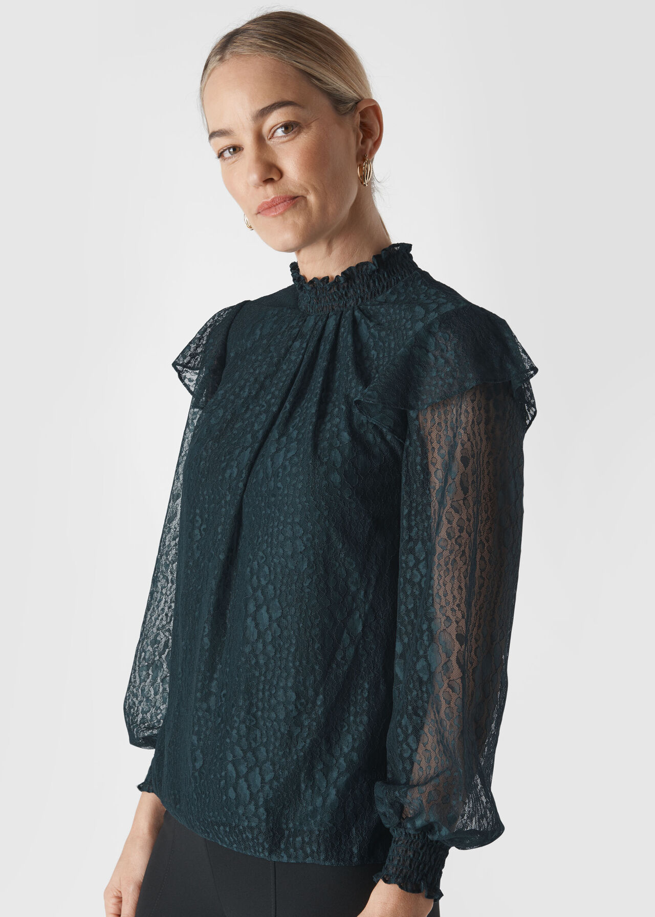 Eila Animal Lace Top Dark Green