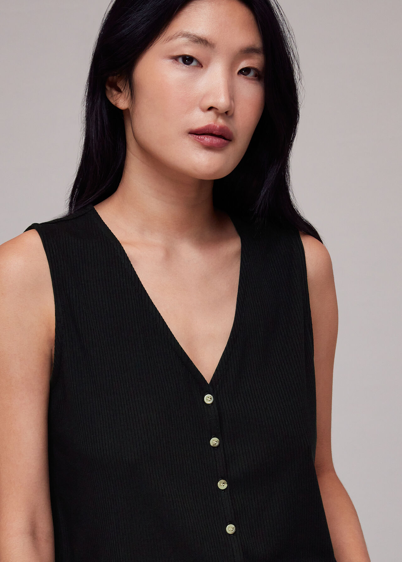 Button Front Rib Tank