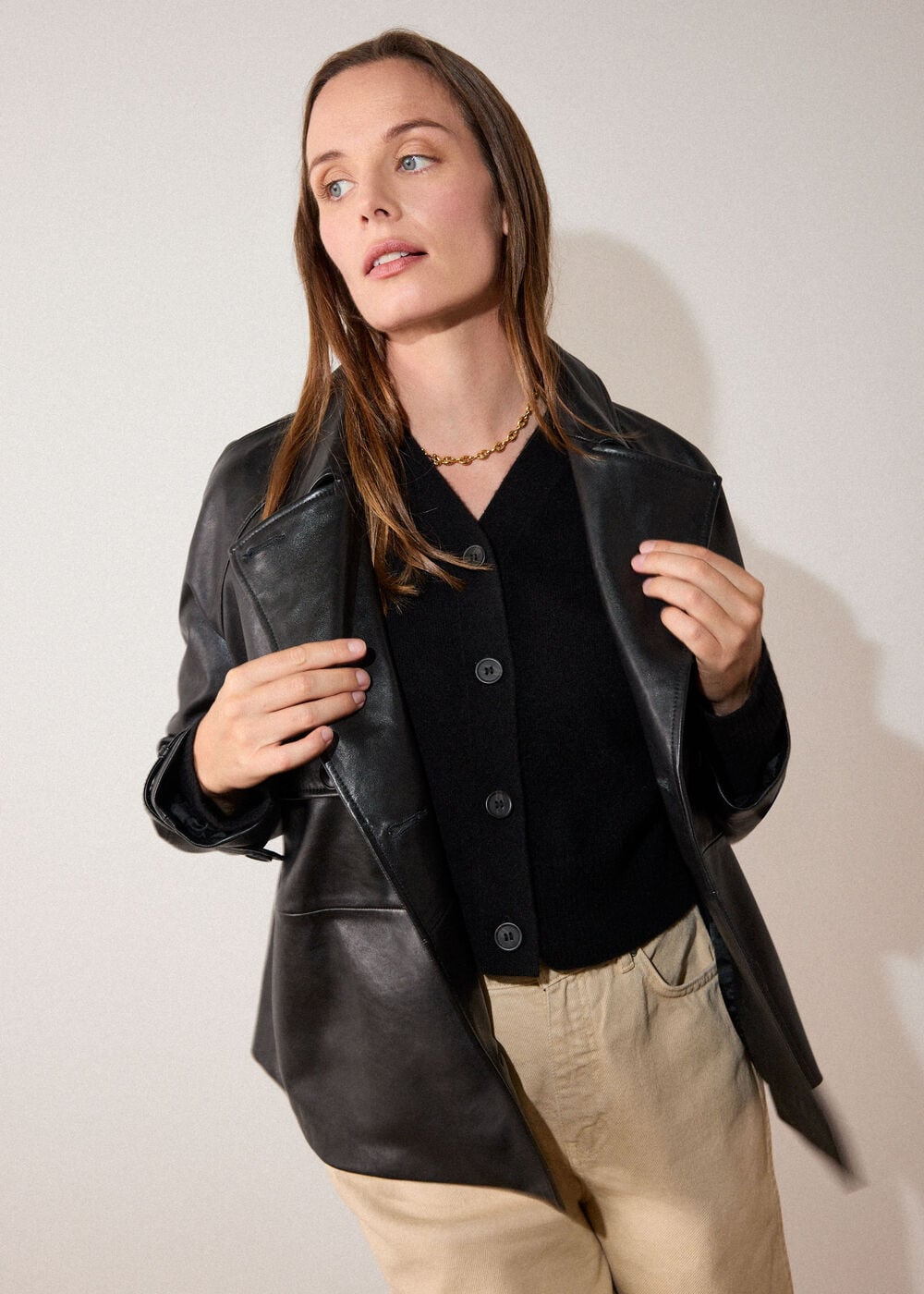 Black Cashmere Button Cardigan