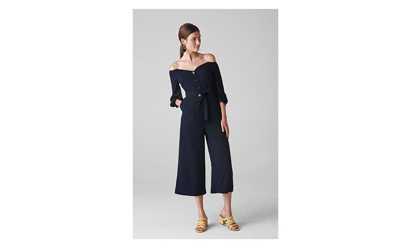 Carina off on sale shoulder jumpsuit