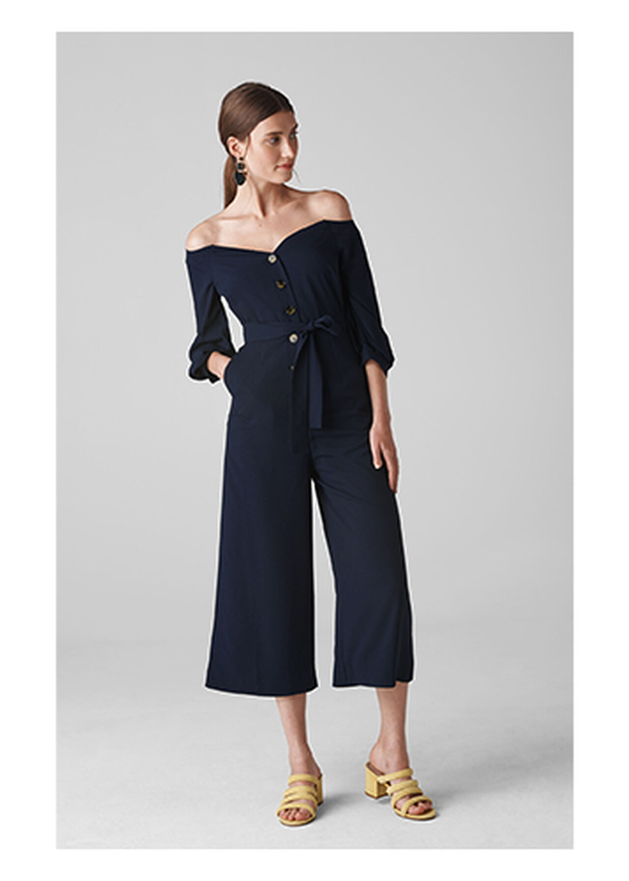 Navy Carina Off Shoulder Jumpsuit | WHISTLES