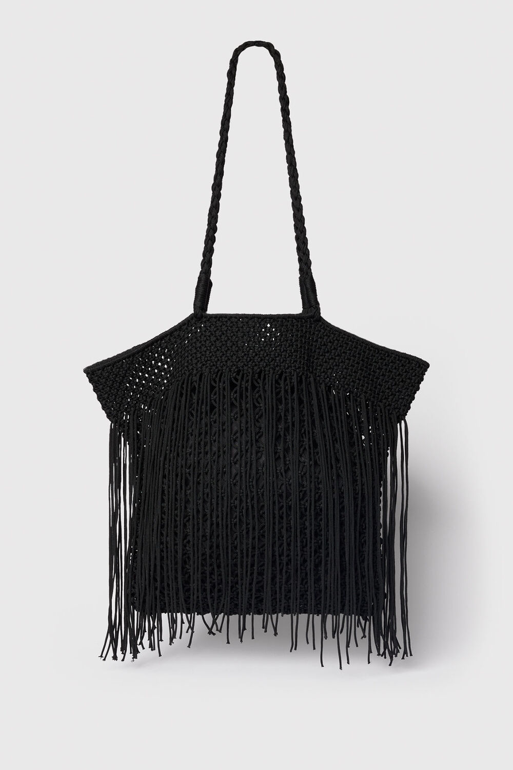 Black Crochet Fringe Bag