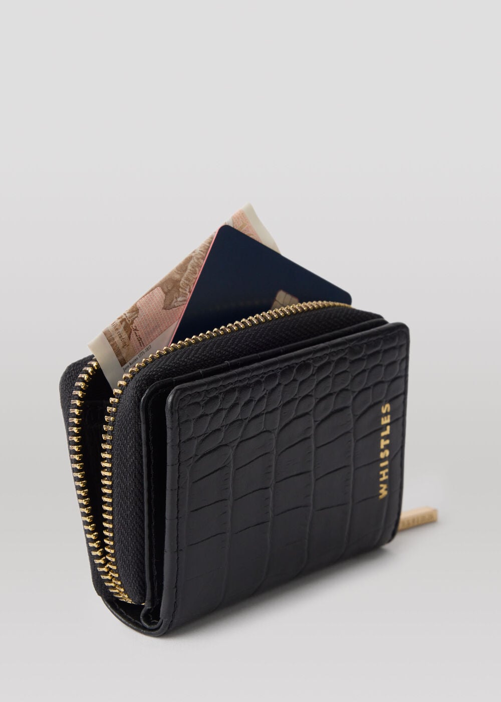 Shiny Croc Koa Compact Purse