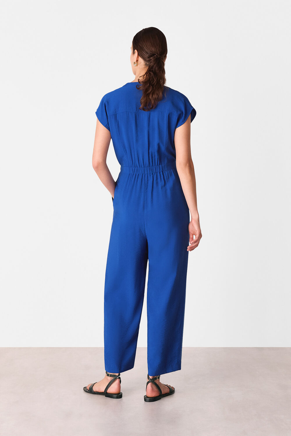 Cobalt Blue Sleeveless Tie Waist Jumpsuit