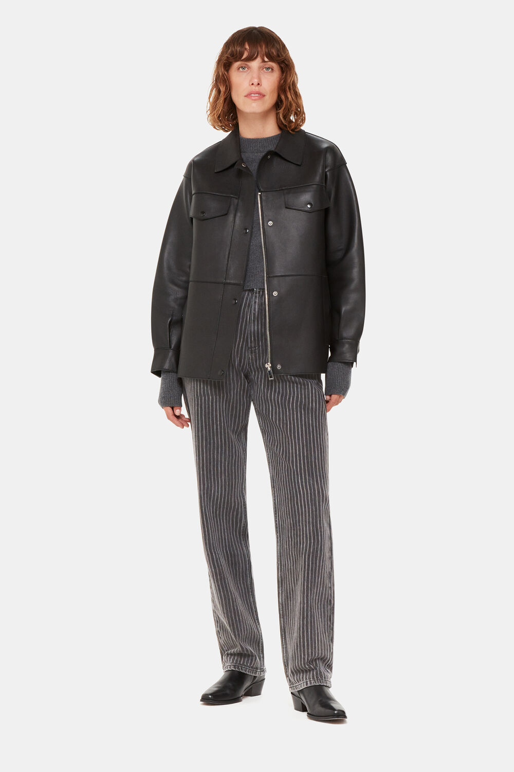 Washed Stripe Straight Jean