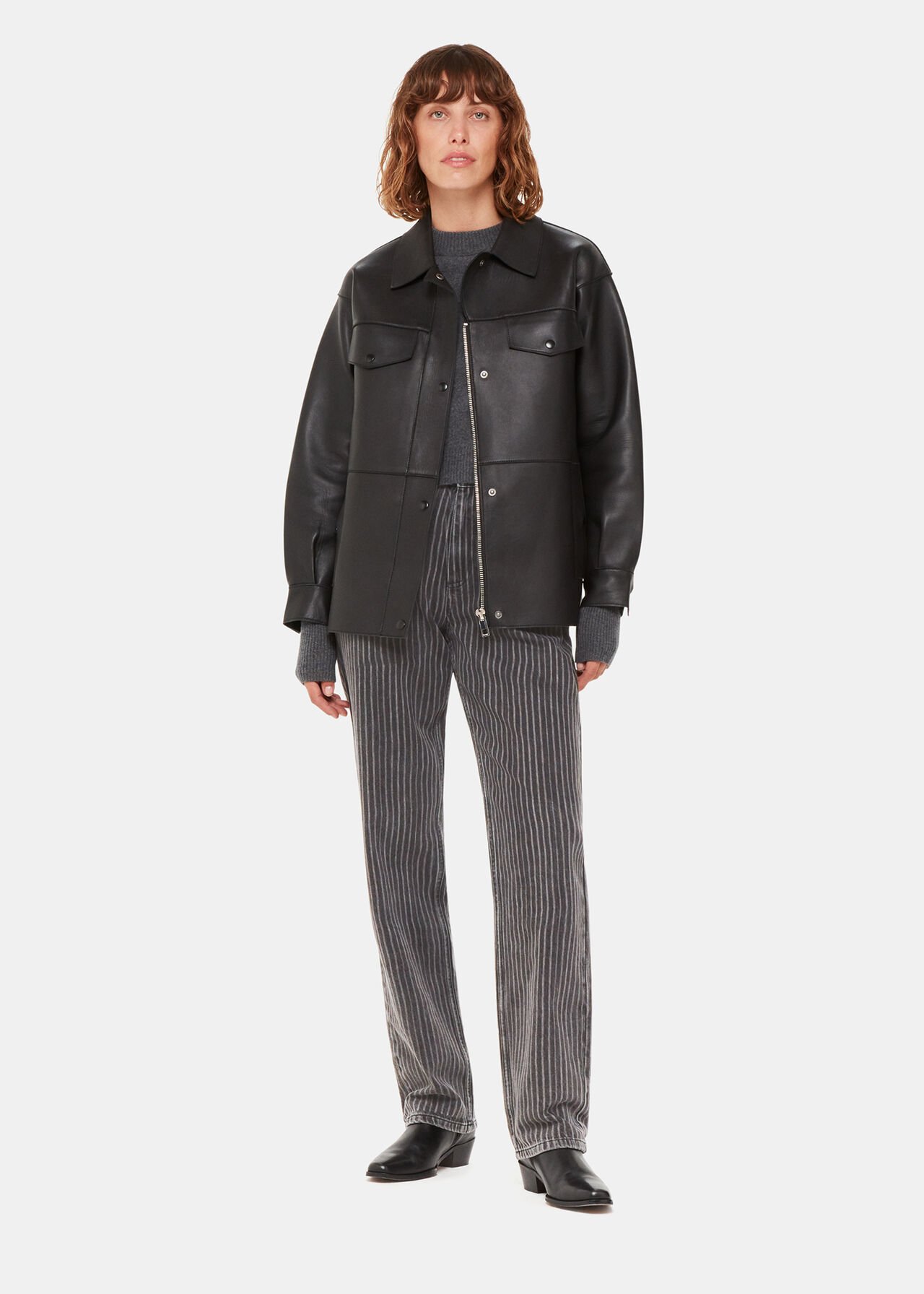 Washed Stripe Straight Jean