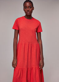 Tiered Jersey Midi Dress