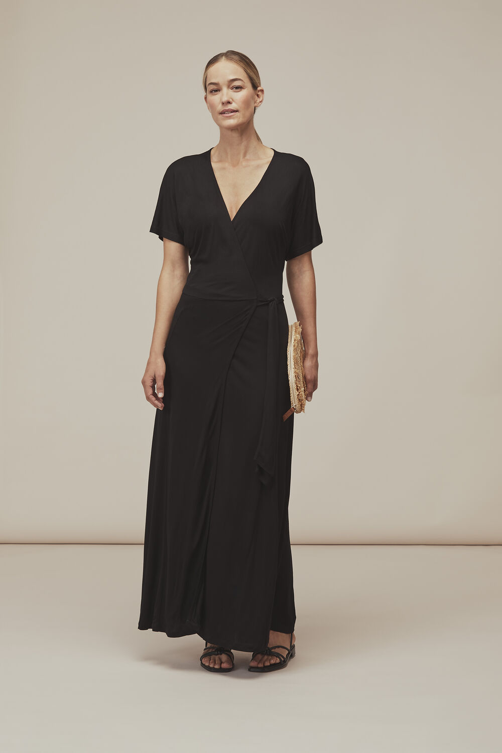Jersey Wrap Midi Dress