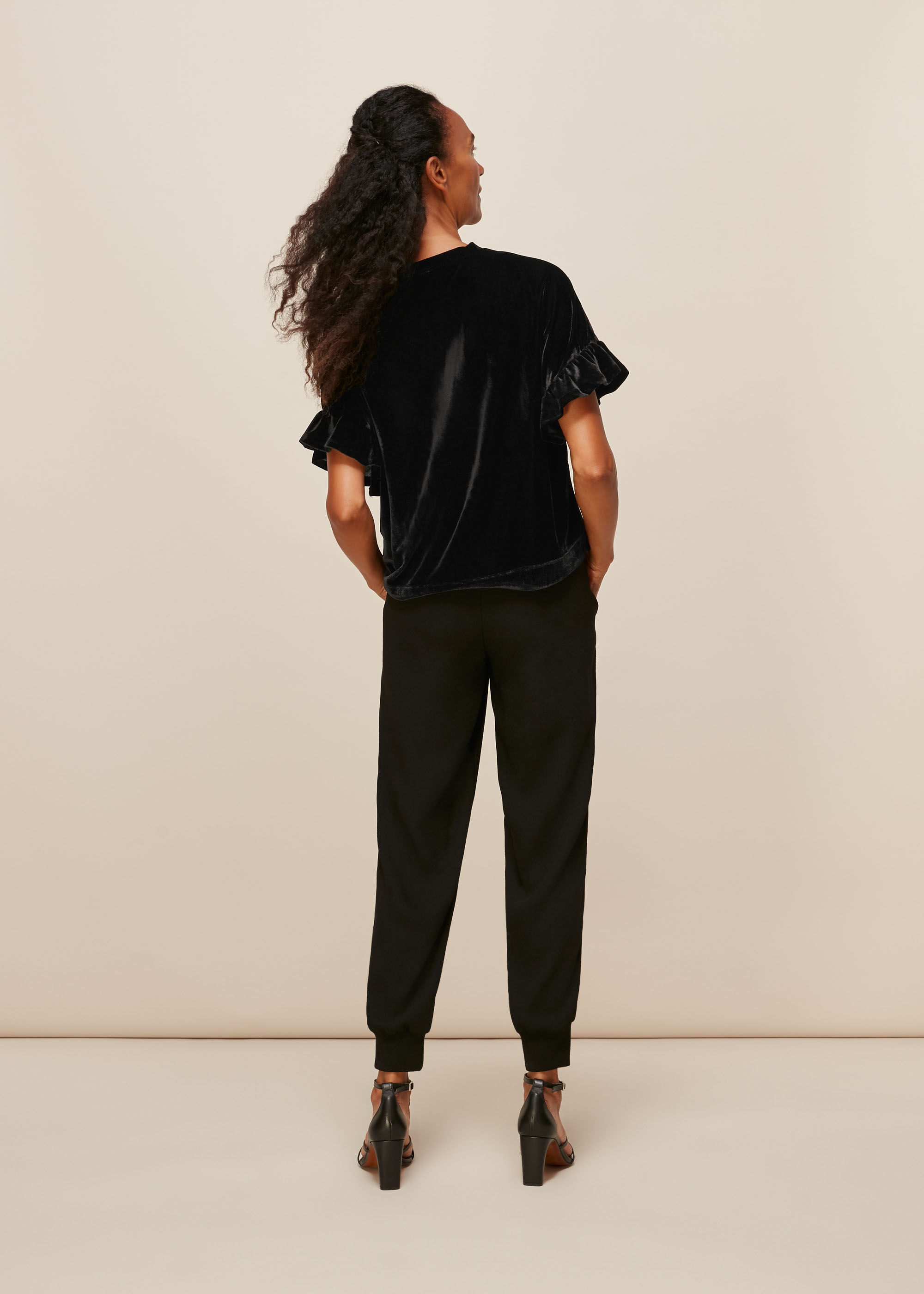 Whistles Velvet Frill T-Shirt