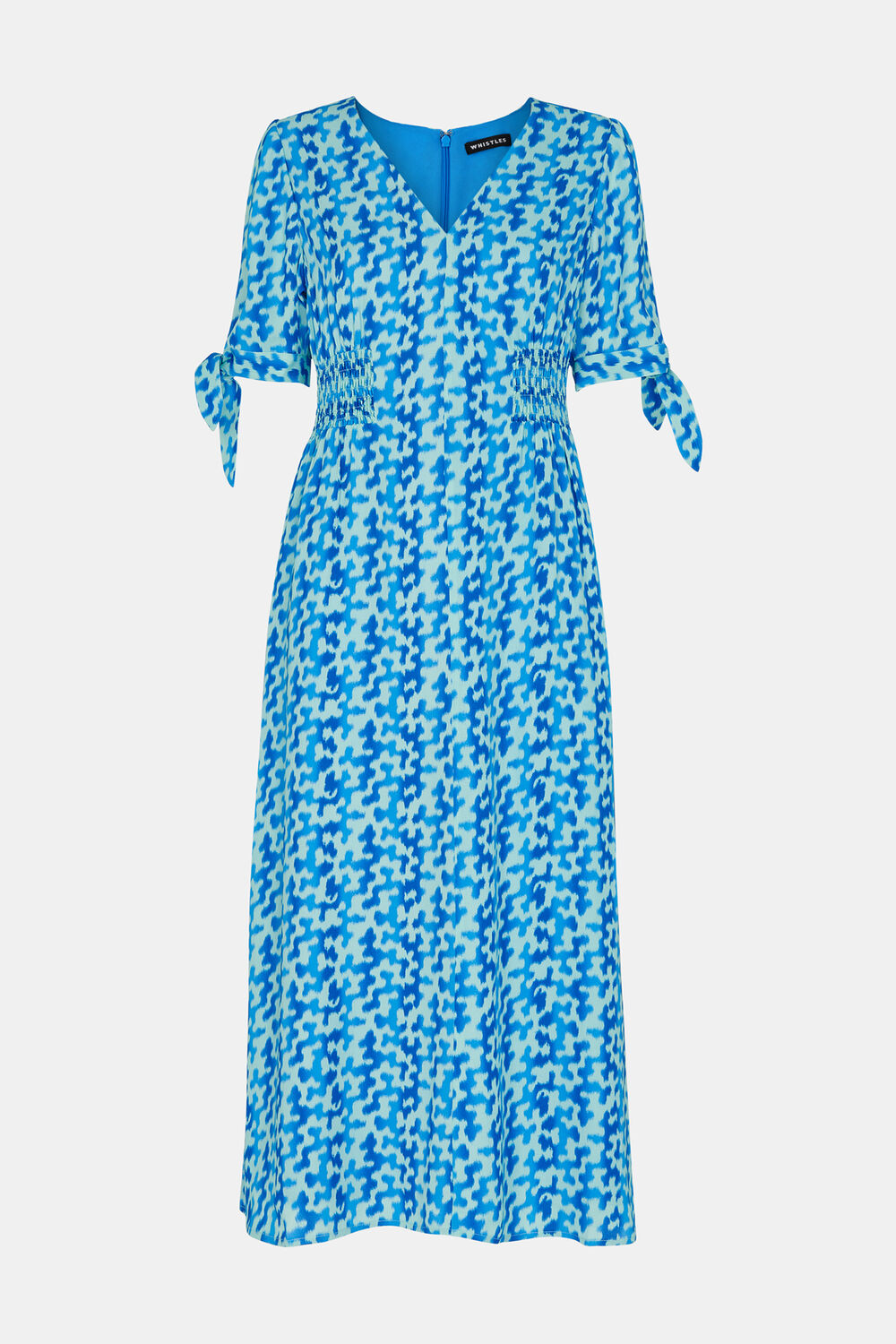 Blue Hazy Coral Midi Dress