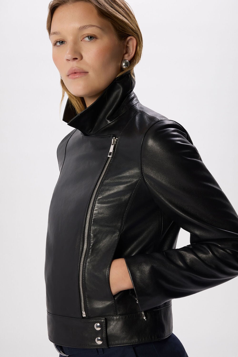 Black Clean Zip Leather Jacket