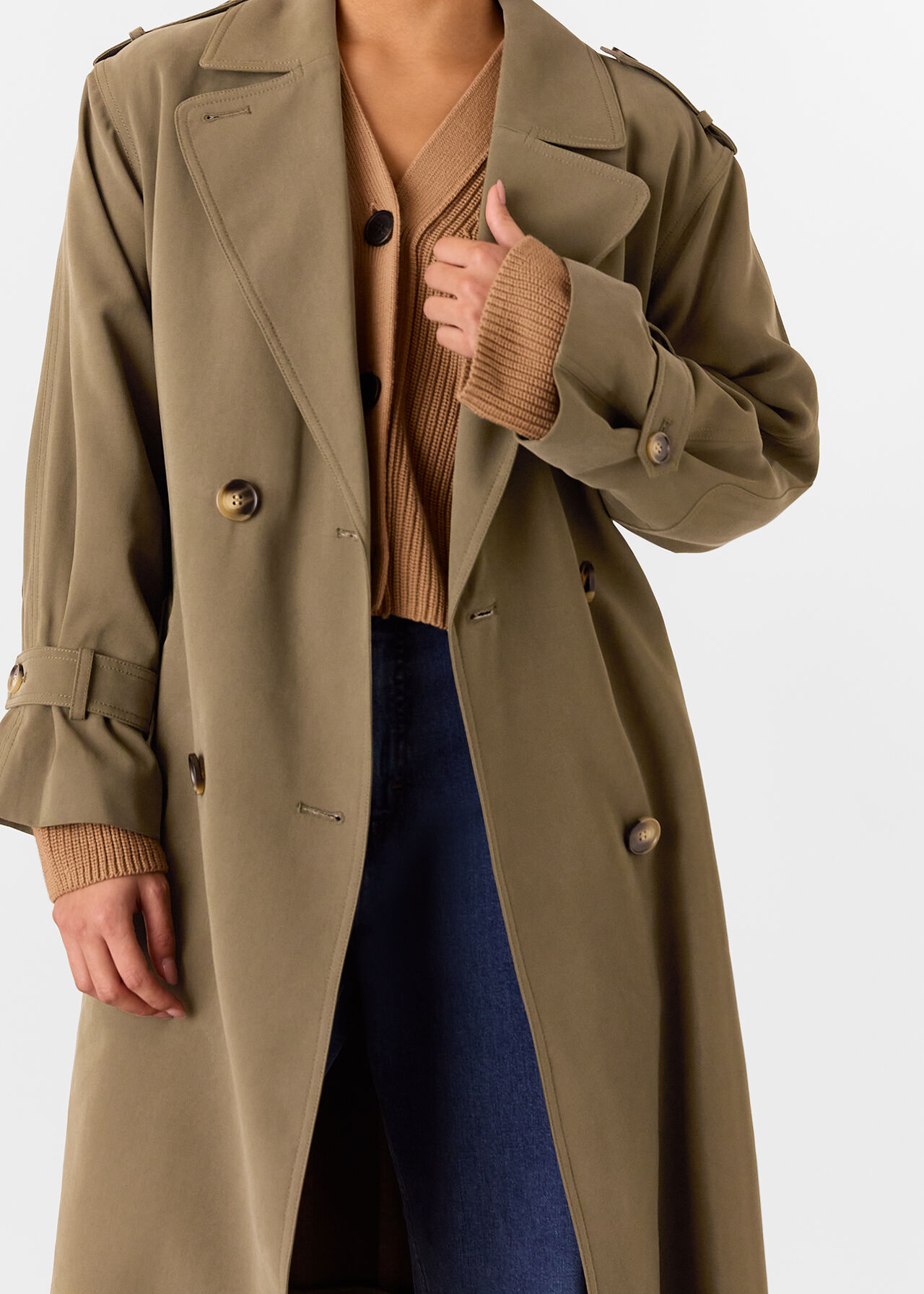 Khaki Riley Trench Coat WHISTLES