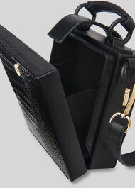 Estar Shiny Croc Box Bag Black