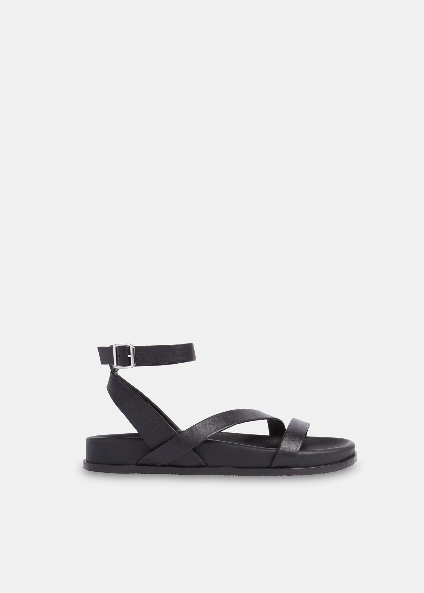 Gaia Block Sandal In Black Leather – Larroude