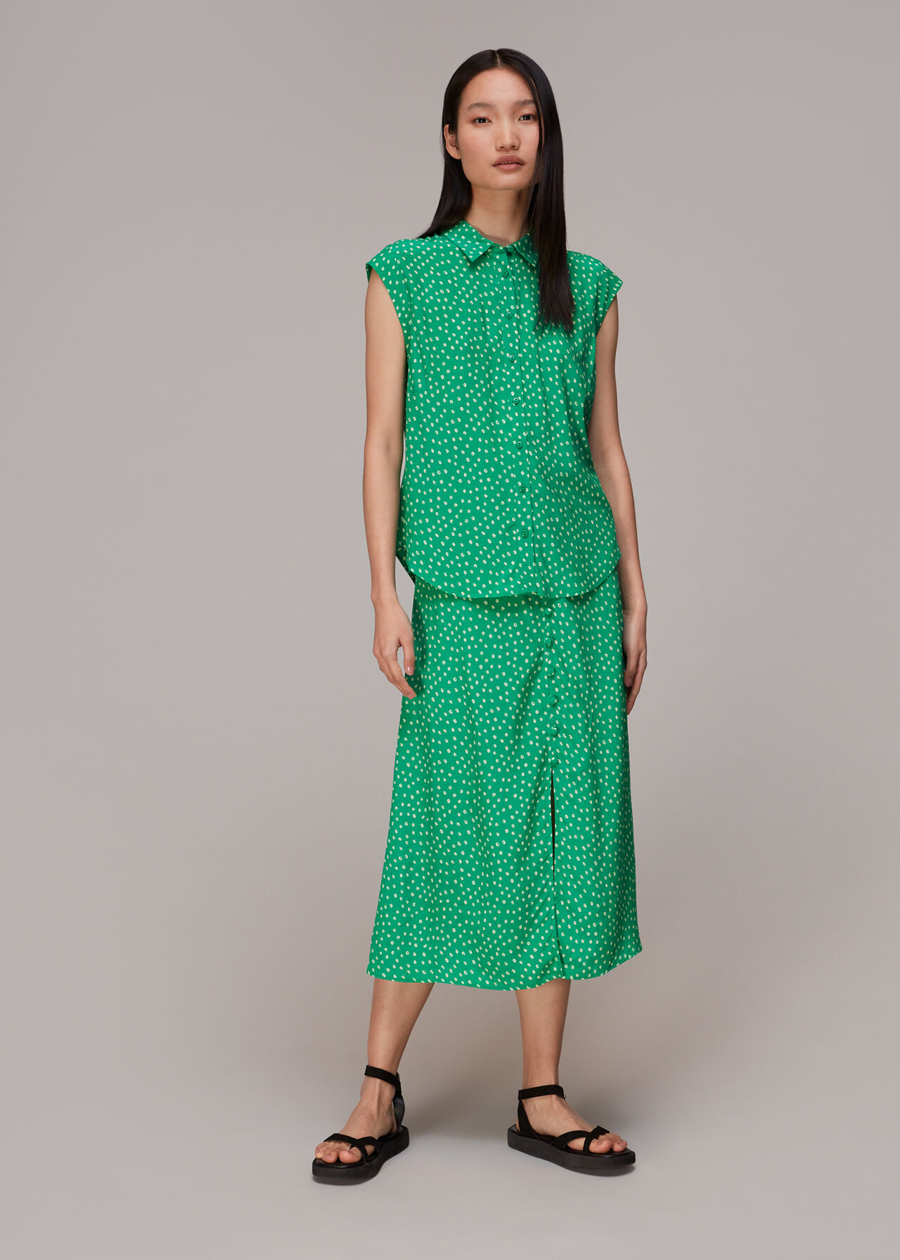 Spot Print Sleeveless Shirt