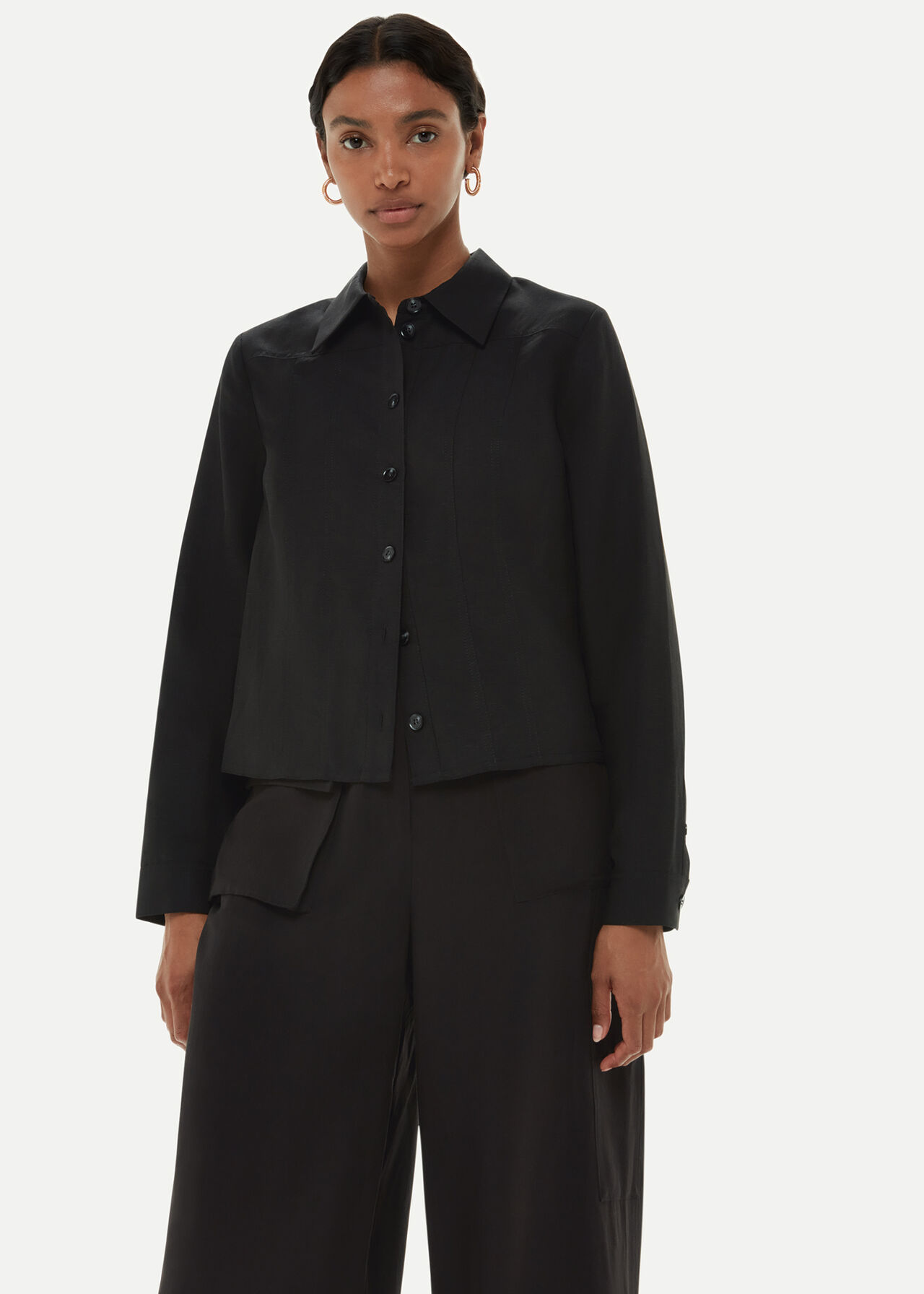 Black Cloe Seam Detail Shirt | WHISTLES