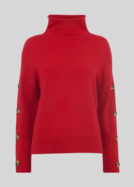 Button Sleeve Funnel Neck Knit