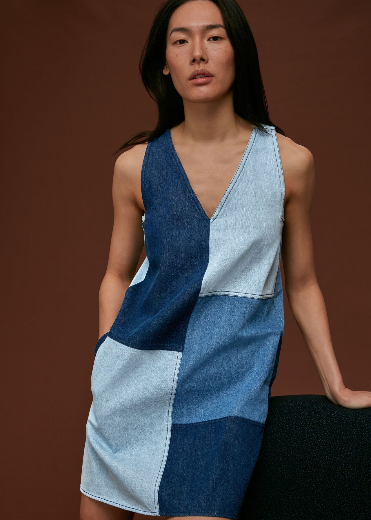 Denim Patchwork Denim Dress | WHISTLES