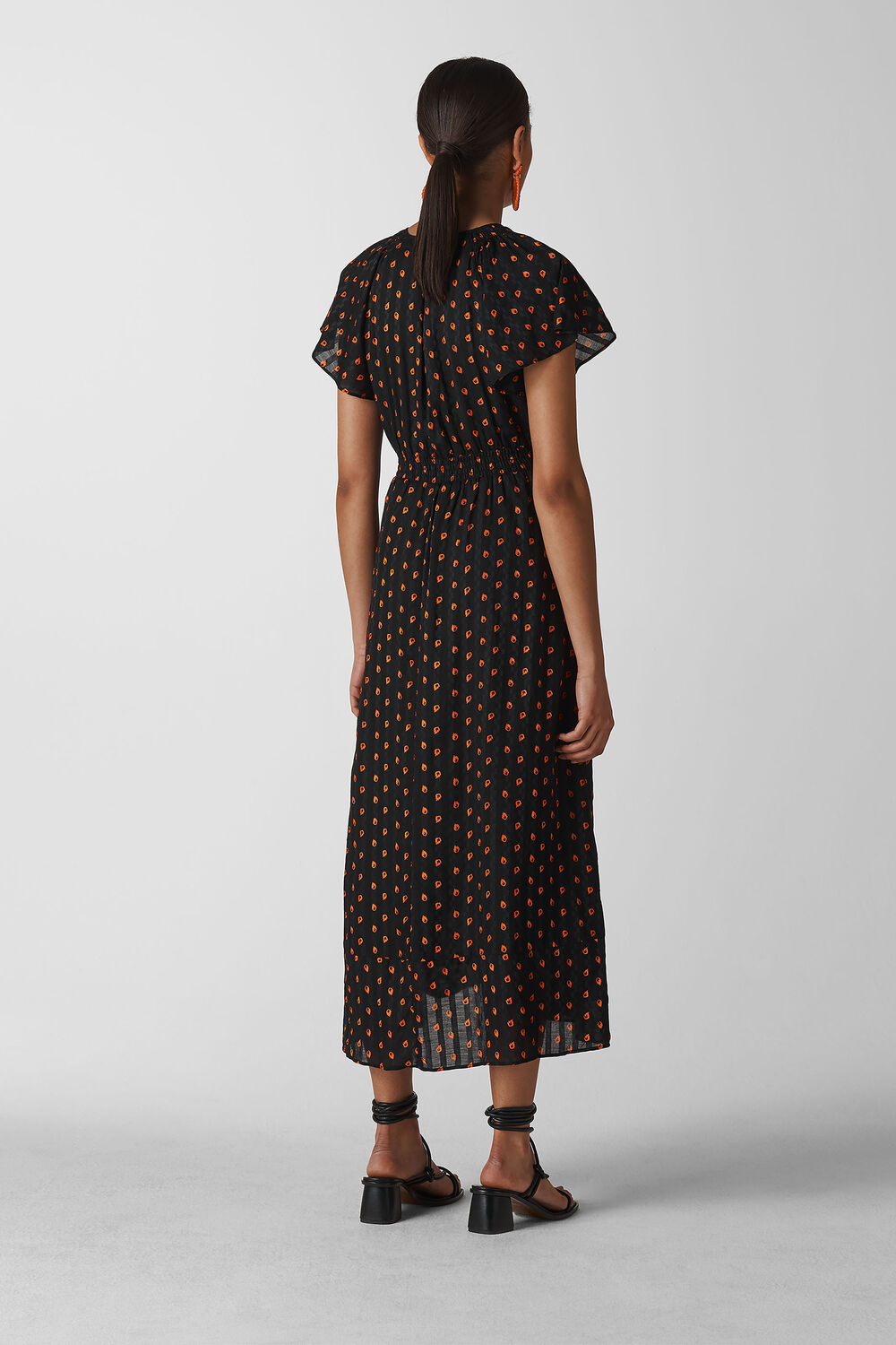Scattered Leaf Wrap Dress Navy/Multi