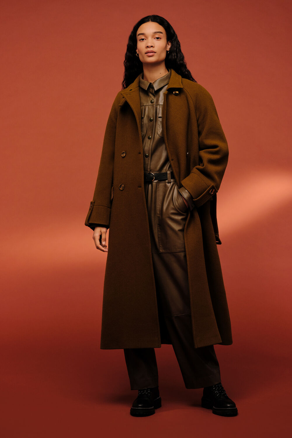 Belted Wool Trench Coat