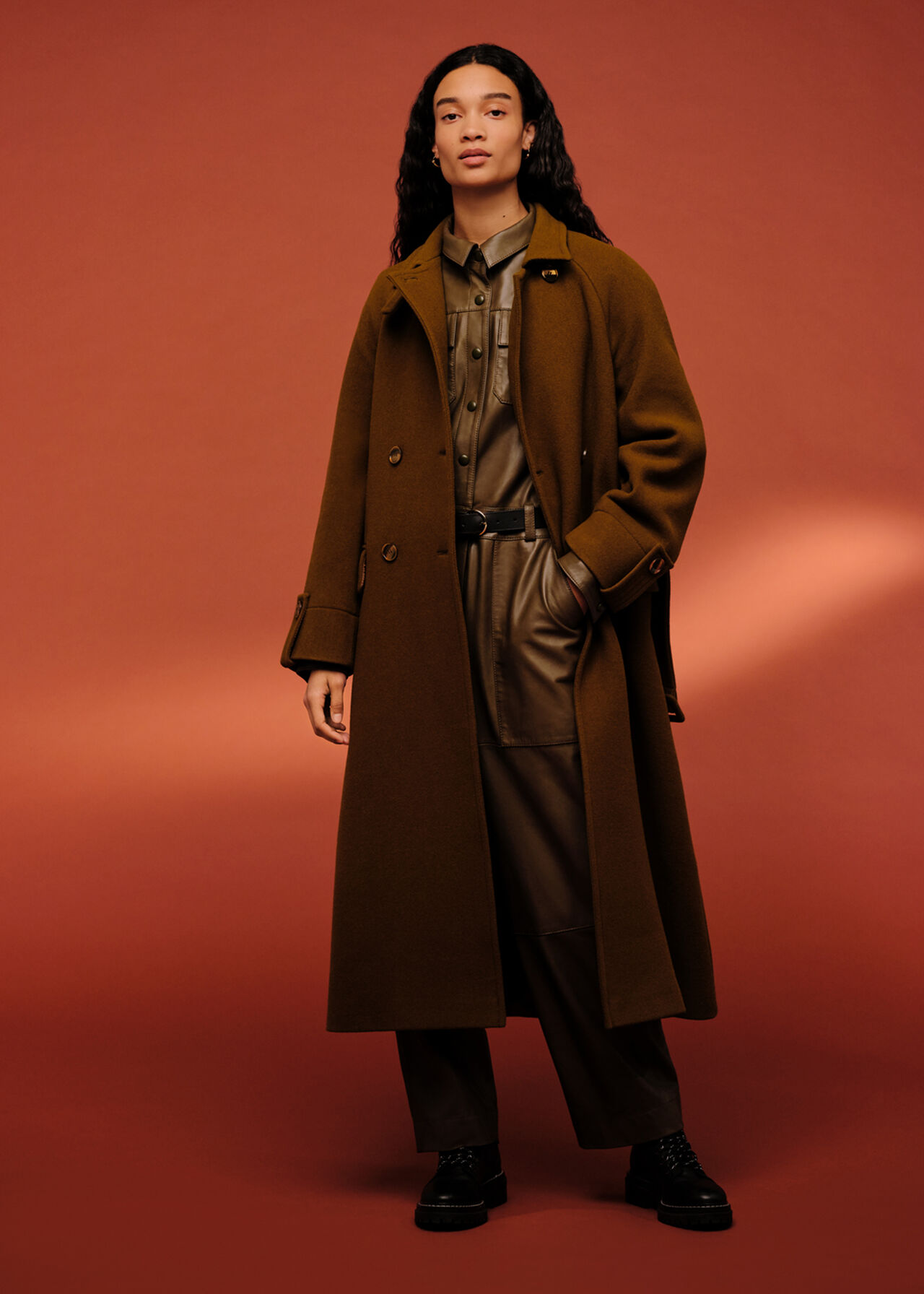 Belted Wool Trench Coat