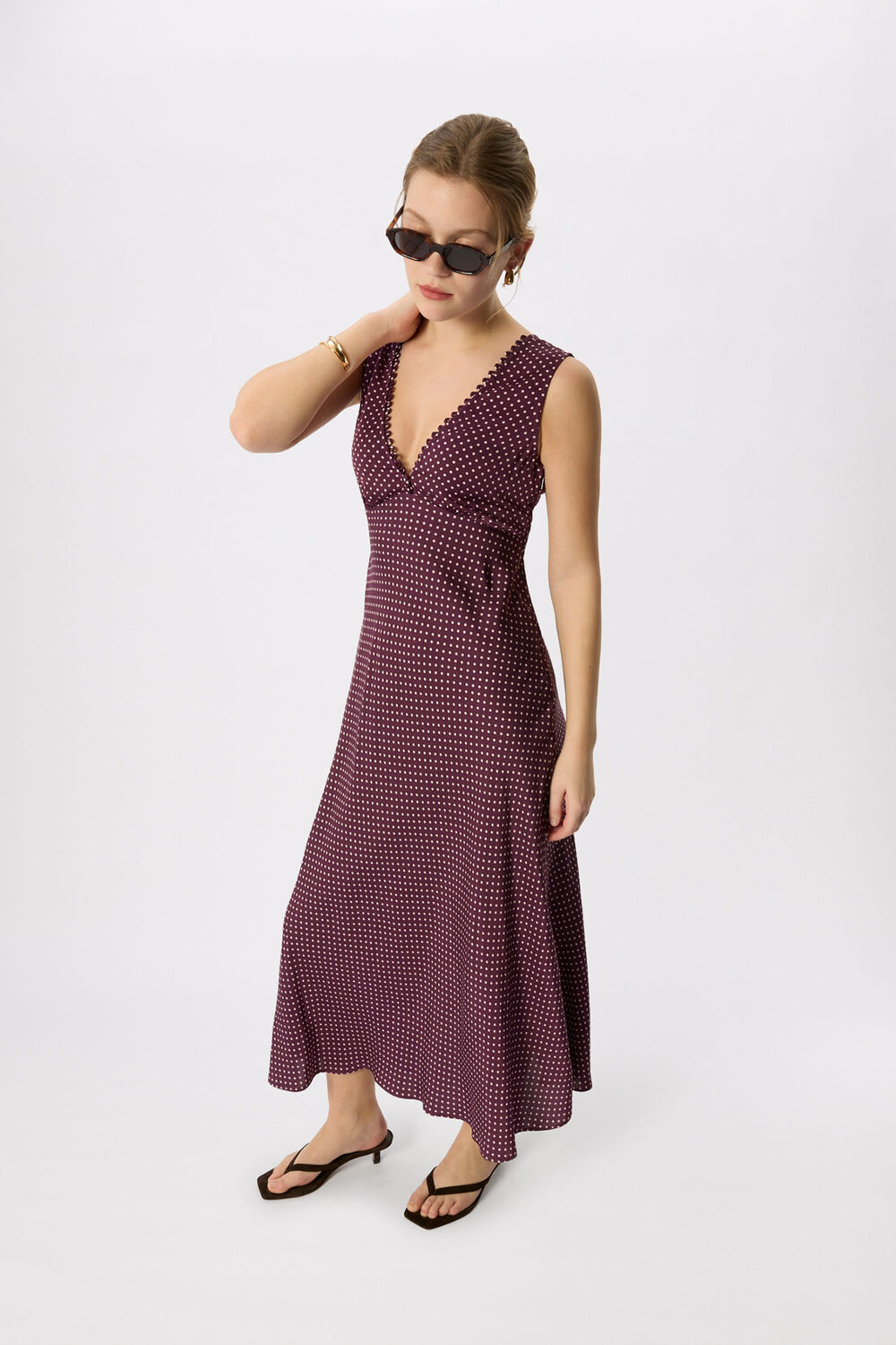 Purple Petite Mini Spot Sleeveless Dress
