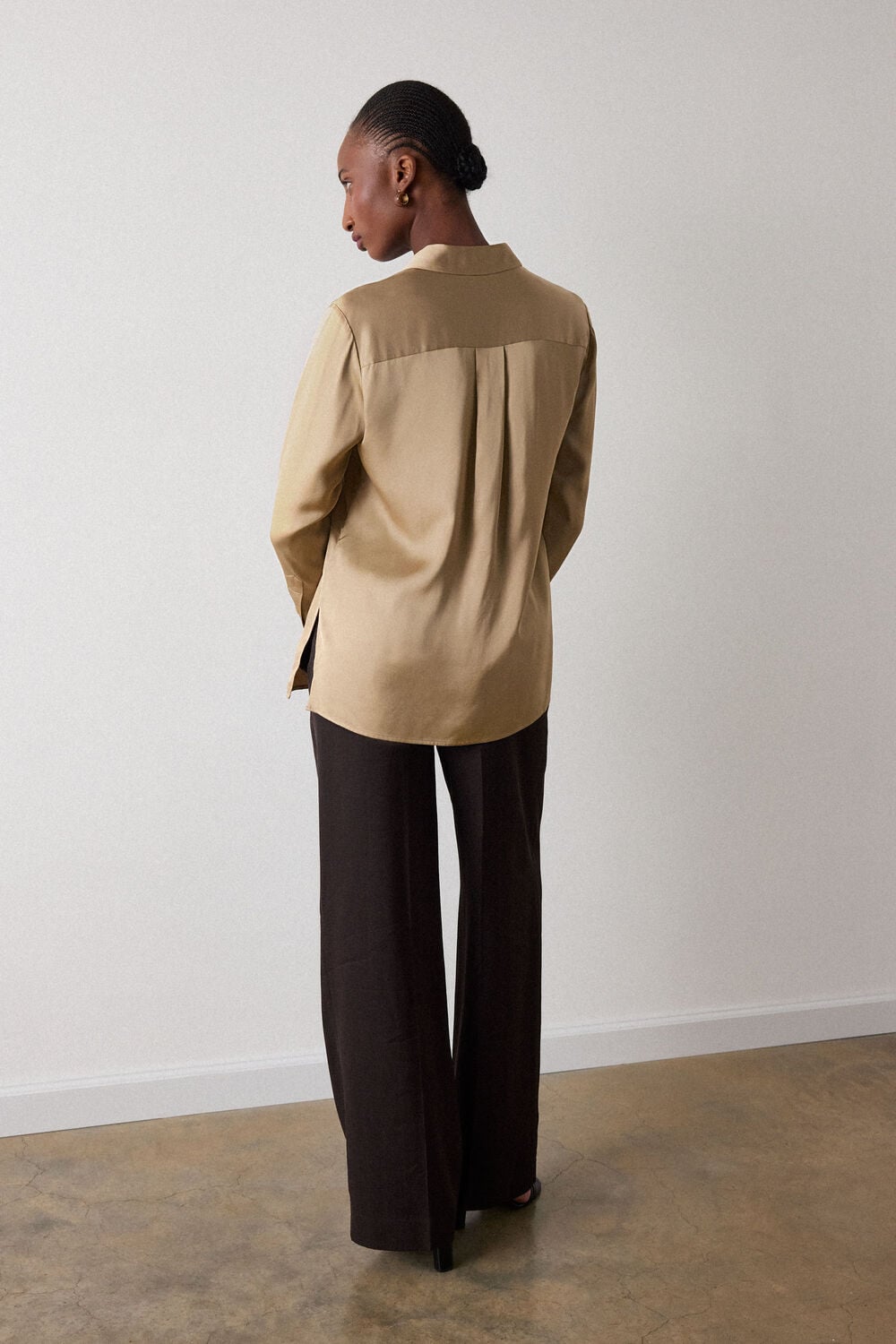 Gold Metallic Satin Viscose Shirt
