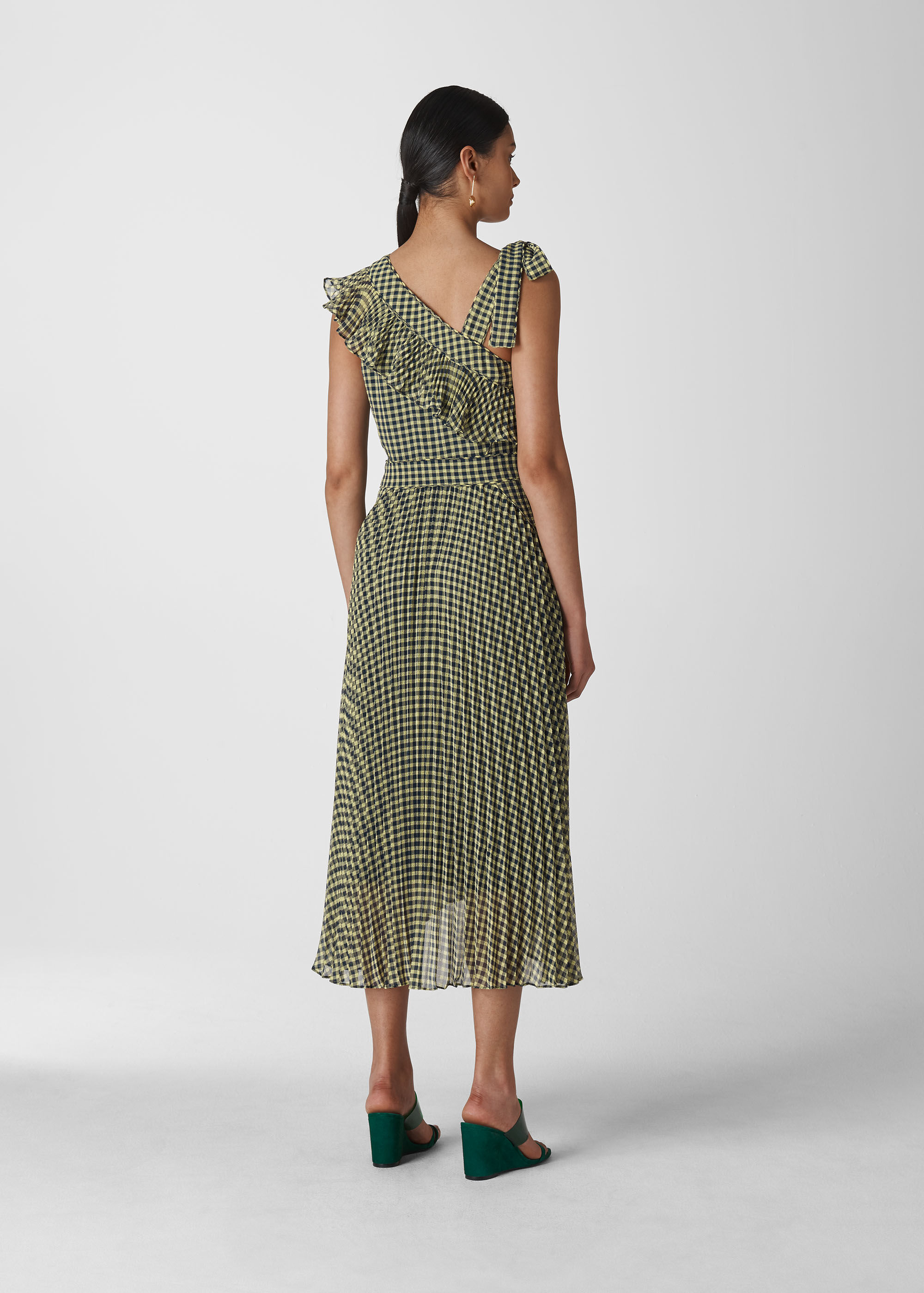 whistles green pleated dress