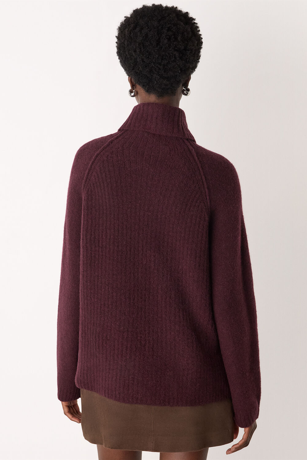 Burgundy Roll Neck Wool Mix Jumper