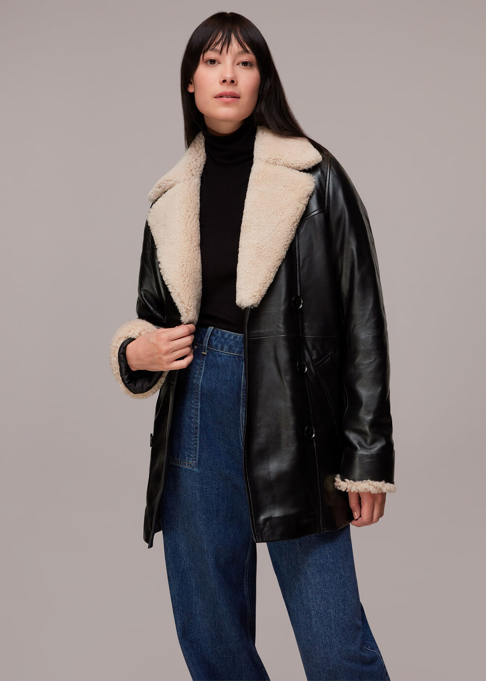 Maya Leather Belted Coat