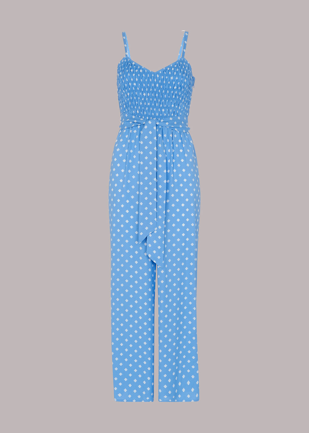 Rounded Leaf Shirred Jumpsuit