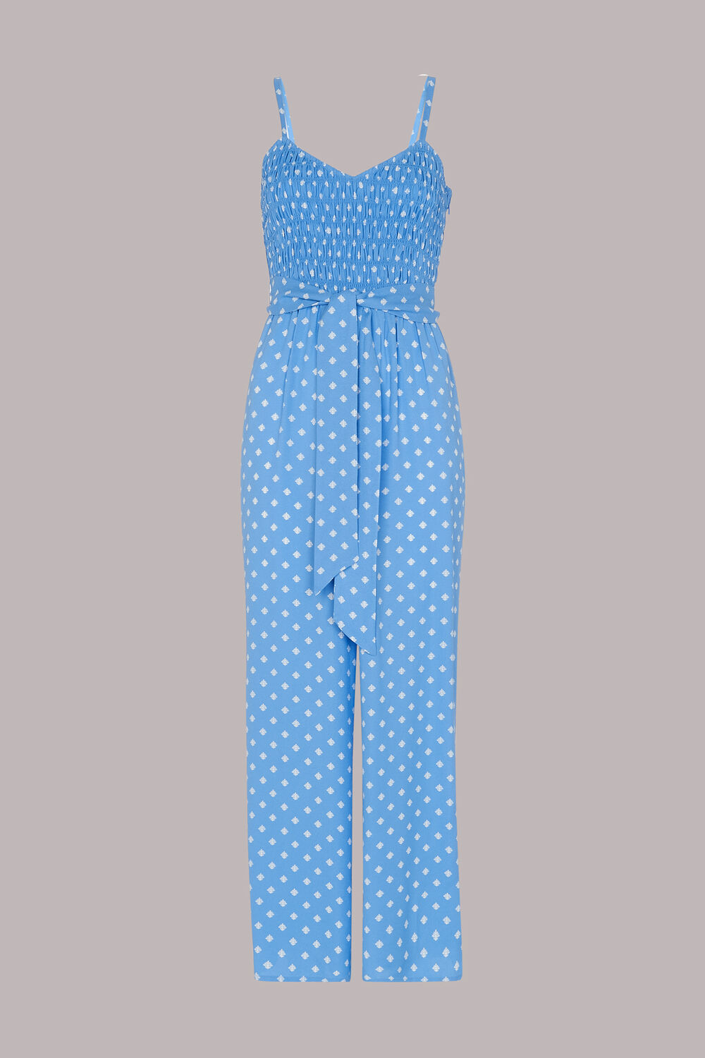 Rounded Leaf Shirred Jumpsuit