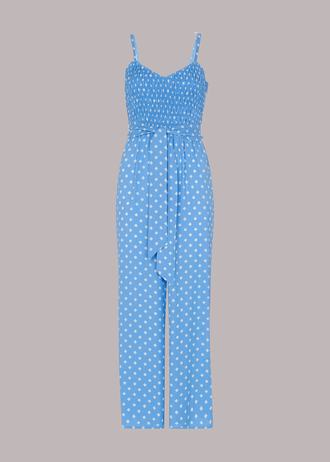 Rounded Leaf Shirred Jumpsuit